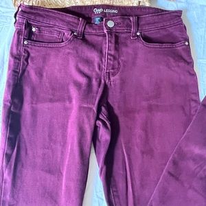 Gap Maroon Denim Leggings